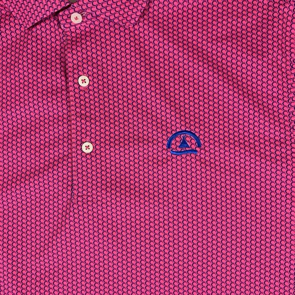 Turtleson Pink Geometric Pattern Performance Golf Polo Stretch Athletic M Men’s - Picture 3 of 5